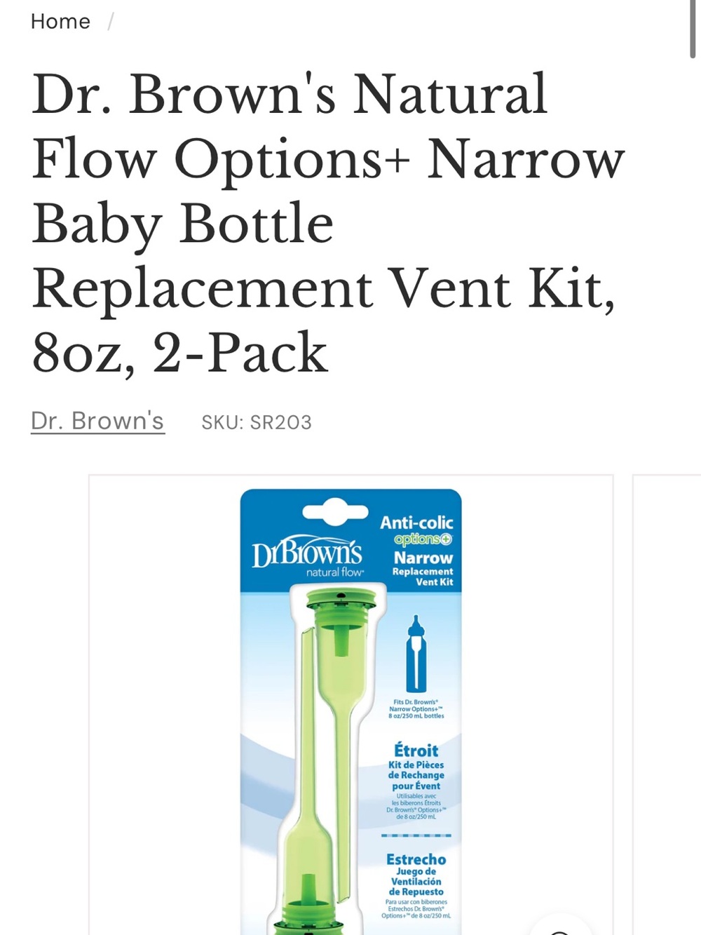 Natural Flow Narrow Replacement Vent Kit (17) & Dr. Brown formula Mixing Pitcher